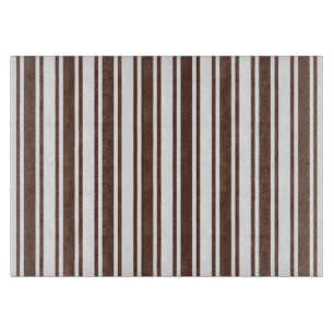 Chocolate brown and white candy stripes cutting board