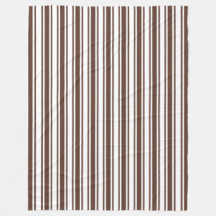 Chocolate brown and white candy stripes fleece blanket