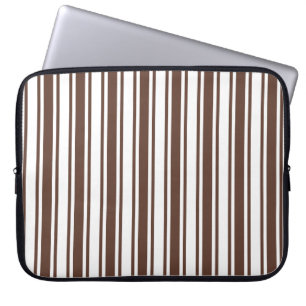 Chocolate brown and white candy stripes laptop sleeve