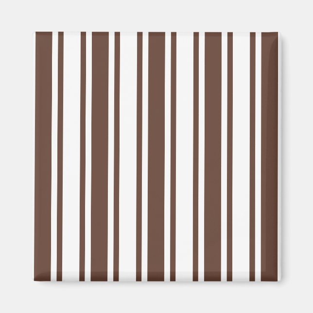 Chocolate brown and white candy stripes magnet (Front)