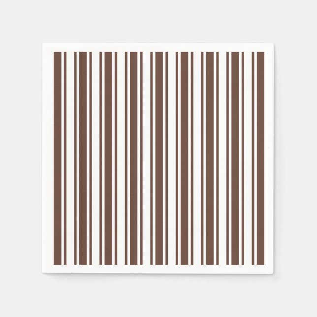 Chocolate brown and white candy stripes napkin (Front)