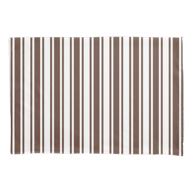 Chocolate brown and white candy stripes pillowcase (Front)