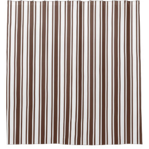Chocolate brown and white candy stripes shower curtain