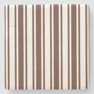 Chocolate brown and white candy stripes stone coaster
