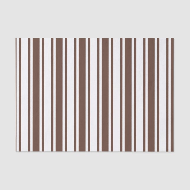 Chocolate brown and white candy stripes tissue paper (Front)