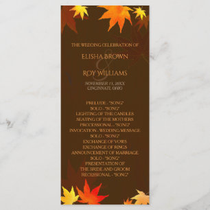 Chocolate Brown Autumn Wedding Program