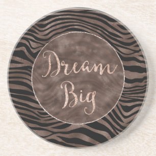 Chocolate Brown Black Zebra Blush Glitter Dream    Coaster