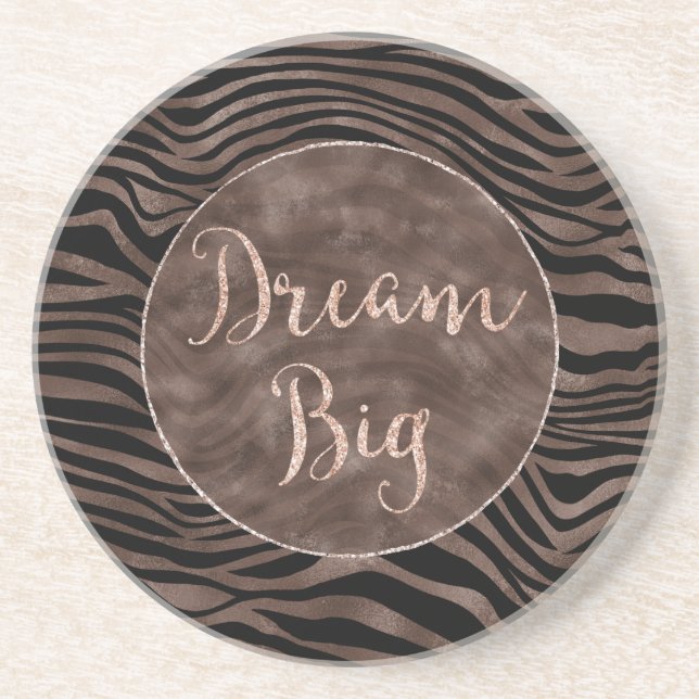 Chocolate Brown Black Zebra Blush Glitter Dream    Coaster (Front)