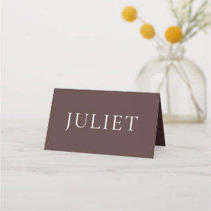 Chocolate Brown Boho Wedding Name Place Card