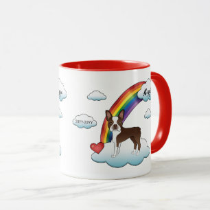 Chocolate Brown Boston Terrier Rainbow Memorial Mug