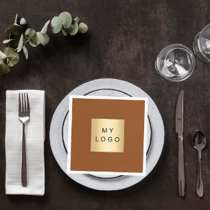 Chocolate brown business logo napkin