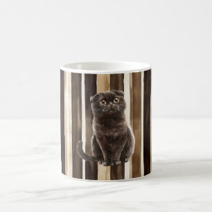 Chocolate Brown Candy Stripes Cat Coffee Mug