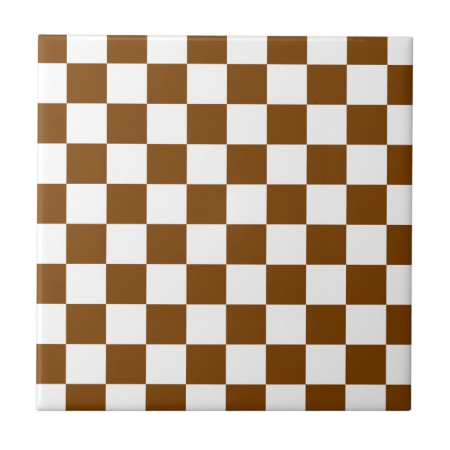 Chocolate Brown Checks Tile (Front)