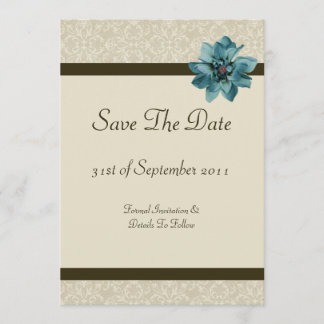 Chocolate Brown Cream And Teal Save The Date