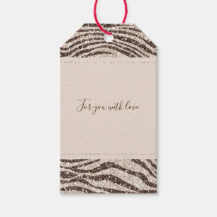 Chocolate Brown Cream Blush Zebra Glitter Gift Tags