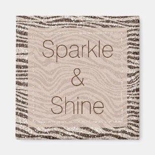 Chocolate Brown Cream Blush Zebra Glitter Magnet