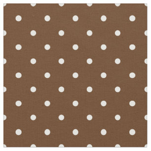 Chocolate Brown Fabric With White Polka Dots Spots
