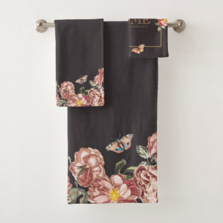 Chocolate Brown FAMILY Autumn Rose "Sweet Home" Bath Towel Set
