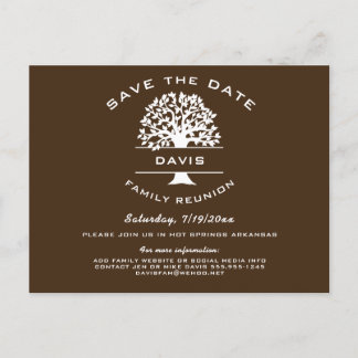 Chocolate Brown Family Tree Reunion Save the Date Announcement Postcard
