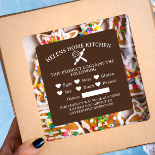 Chocolate Brown Food Allergy Alert Bakery Sticker