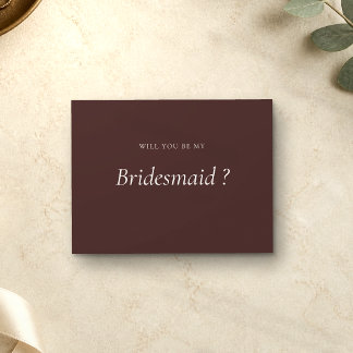 Chocolate Brown Formal Be My Bridesmaid Invitation Postcard