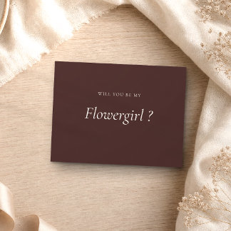 Chocolate Brown Formal Be My Flowergirl Invitation Postcard