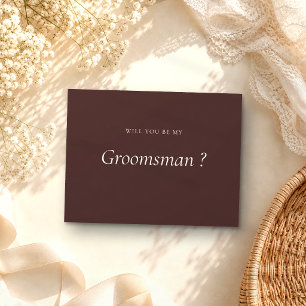 Chocolate Brown Formal Be My Groomsman  Invitation Postcard