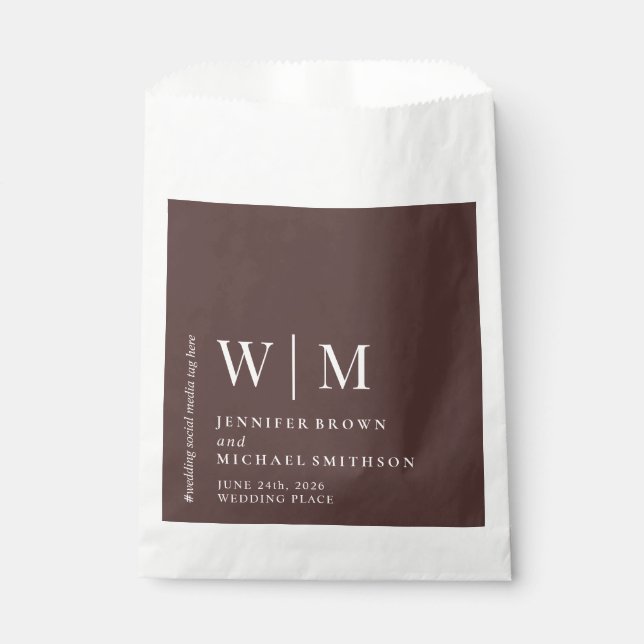 Chocolate Brown Formal Chic Event Suite Wedding Favour Bag (Front)
