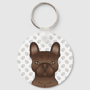 Chocolate Brown French Bulldog Cute Cartoon Dog Key Ring