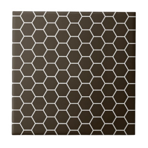 Chocolate Brown Geometric Hexagon Pattern Ceramic Tile