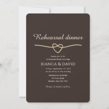 Chocolate Brown Gold Heart Rehearsal Dinner