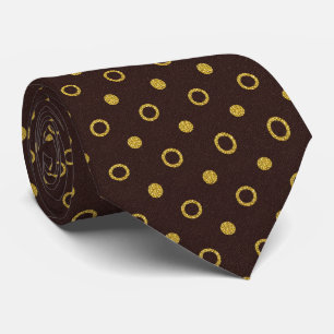Chocolate Brown & Gold Polka Dot Tie