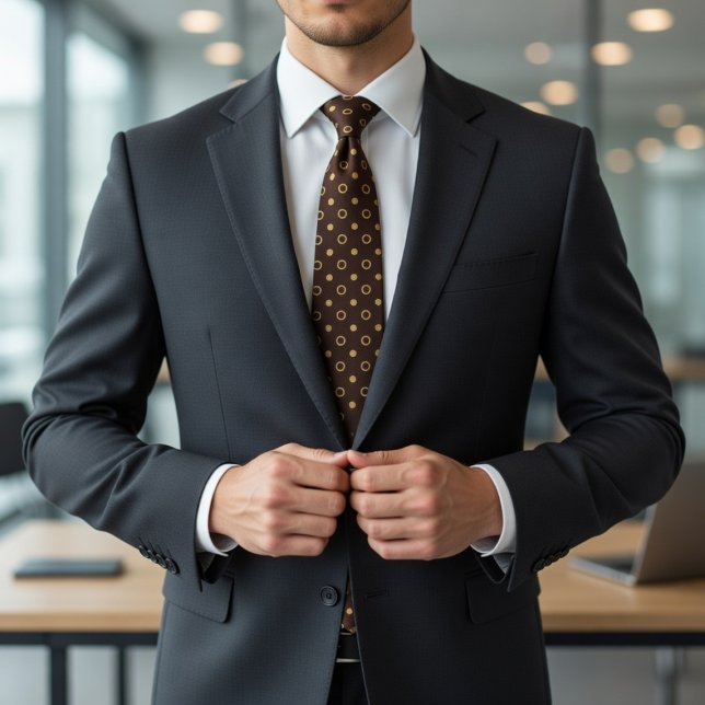 Chocolate Brown & Gold Polka Dot Tie (Creator Uploaded)