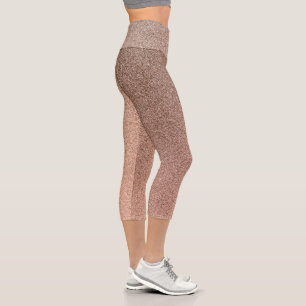 Chocolate Brown Gradient Glitters Capri Leggings