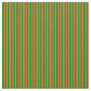 Chocolate Brown & Green Stripes Pattern Fabric
