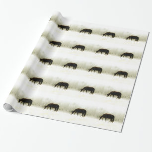 Chocolate Brown horse in the fog Wrapping Paper