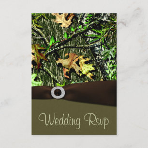 Chocolate Brown Hunting Camo Wedding RSVP Cards