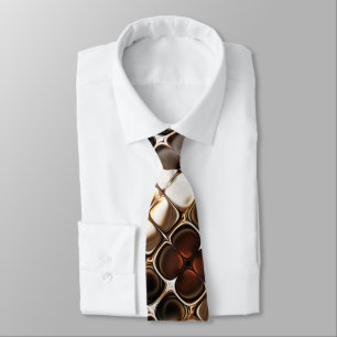 Chocolate Brown Ivory Cream Unique Abstract Art Tie