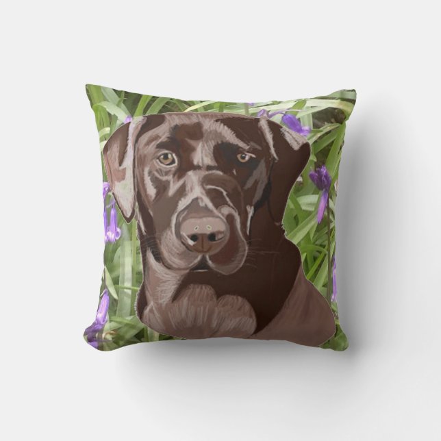 Chocolate Brown Labrador Cushion (Front)