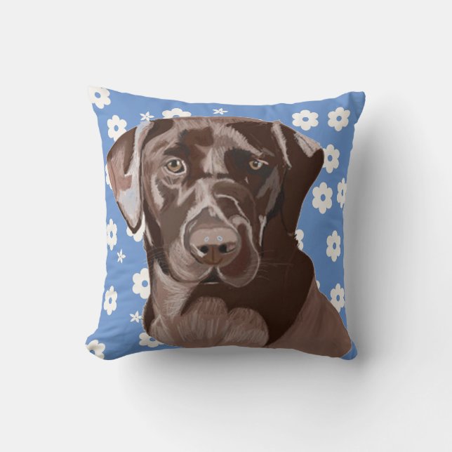 Chocolate Brown Labrador Cushion (Front)