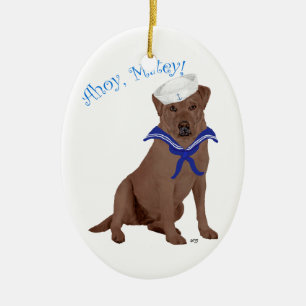 Chocolate Brown Labrador Retriever Ceramic Ornament