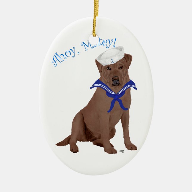 Chocolate Brown Labrador Retriever Ceramic Ornament (Front)