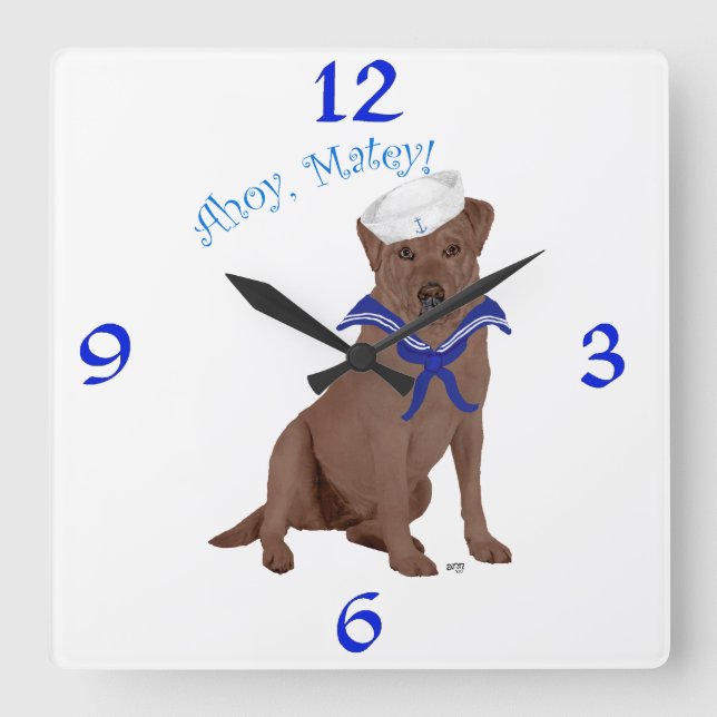 Chocolate Brown Labrador Retriever Square Wall Clock (Front)