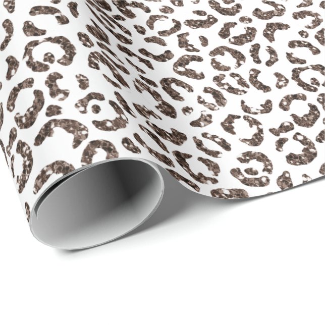 Chocolate Brown Leopard Glitter          Wrapping Paper (Roll Corner)