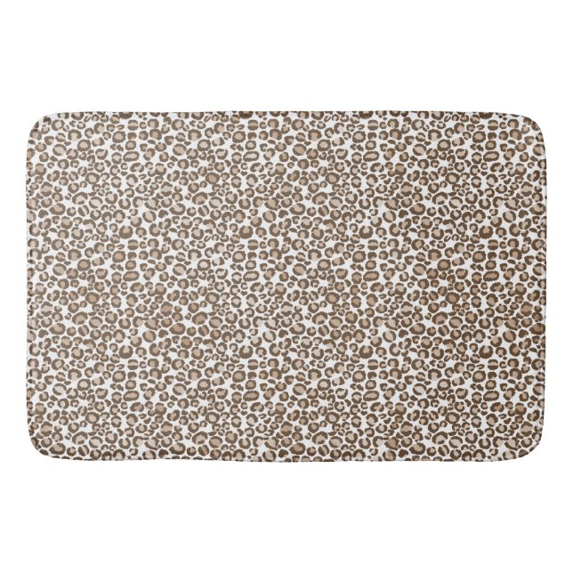 Chocolate Brown Leopard Print Bath Mat (Front)