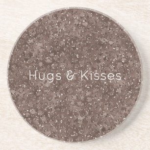 Chocolate Brown Leopard Print Glitter Coaster