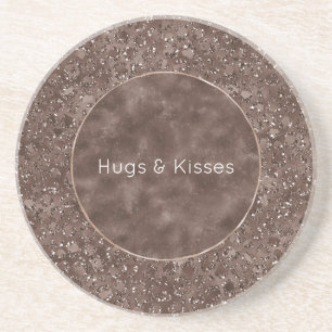 Chocolate Brown Leopard Print Glitter Coaster