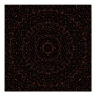 Chocolate Brown Mandala with Intricate Symmetry Poster