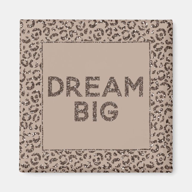 Chocolate Brown Mocha Cream Leopard Glitter Dream Magnet (Front)