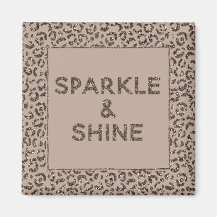 Chocolate Brown Mocha Cream Leopard Glitter Magnet